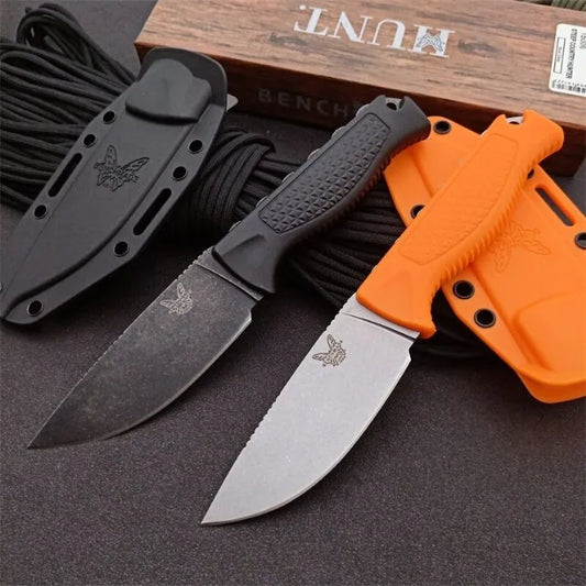 BENCHMADE 15006 Fixed Blade Knife  Anti Slip Handle Stone Washing Blade Outdoor Survival Safety Defense Knives